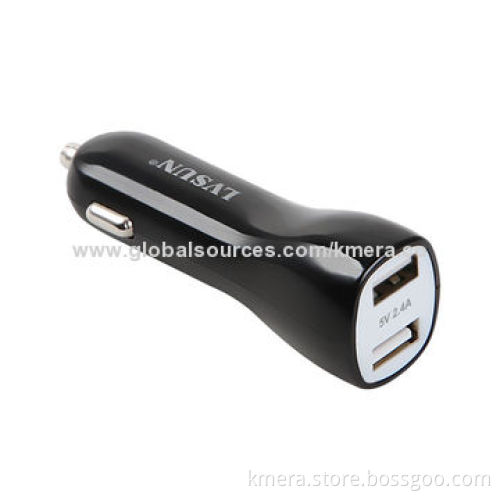 Dual-USB Car Charger with Multiple Security Protections and 12 - 24V VoltageNew